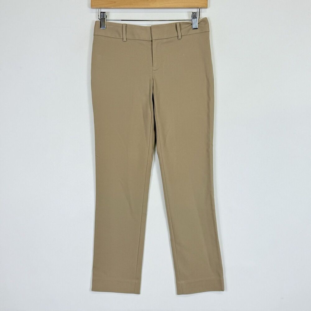 Club Monaco Pants Women's 00 Beige Rayon Cotton Straight Leg Career Trousers
